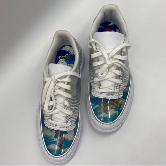 Reebok Club C 85 clear metallic lace up Sneaker, Wonder Women Size 6.5 - Picture 2 of 6